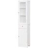 Bathroom Storage Cabinet: 3-tier Shelf, Glass Door, White