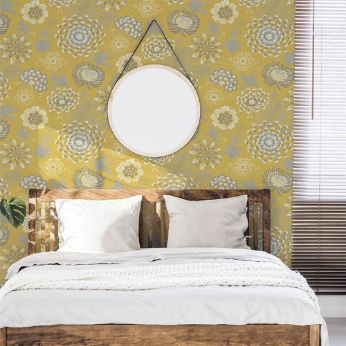 Vintage Bloom Mustard Yellow sw12 wallpaper