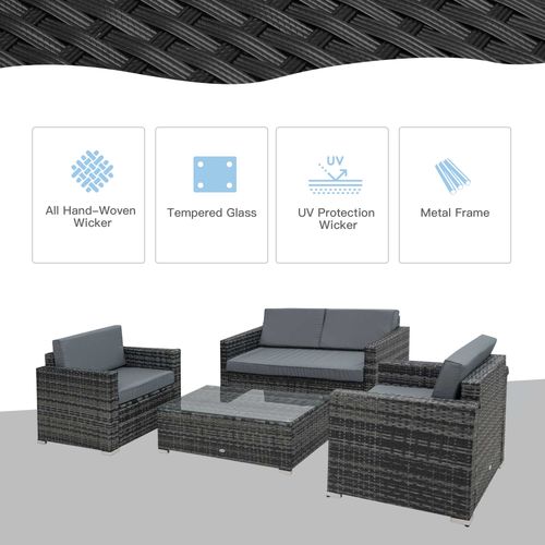 4-Seater Rattan Sofa Set Table