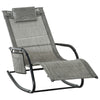 Premium Outdoor Rocking Chair with Breathable Mesh Seat, Recliner, & Removable Headrest - Dark Grey Sun
