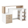 HOMCOM Computer Desk PC Table Modern Home Office Writing Workstation Furniture Printer Shelf Rack w/Storage Drawer & Shelves (Oak and white)