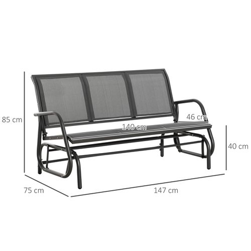 Outsunny 3-Seat Glider Rocking Chair for 3 People Garden Bench Grey