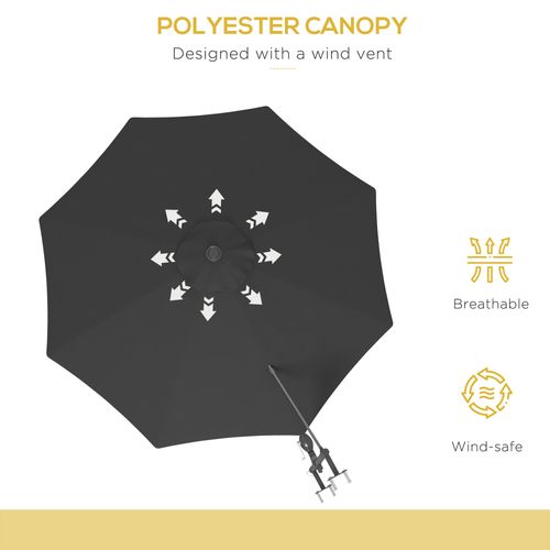 Outsunny Sun Parasol with Vent, Wall Umbrella for Patio, Garden, Pool, Grey