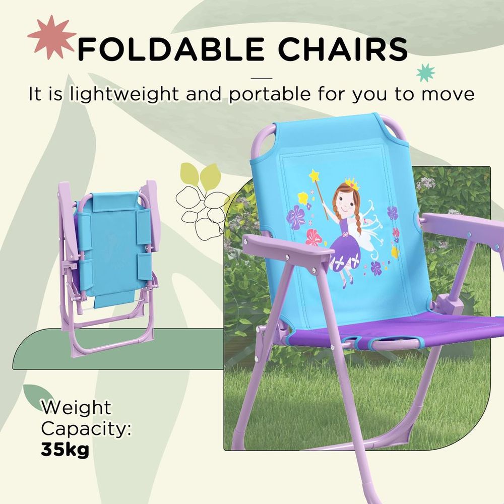 Outsunny Kids Fairy Bistro Set - Adjustable Parasol & Portable Table/Chairs, Perfect for Playtime & Outdoor Adventures!