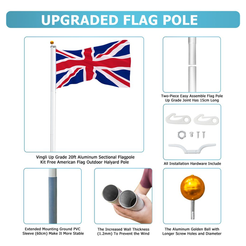 5.1*5.1*600cm Aluminum Alloy Splicing Flagpole Adjustable And Retractable Courtyard Outdoor Flagpole