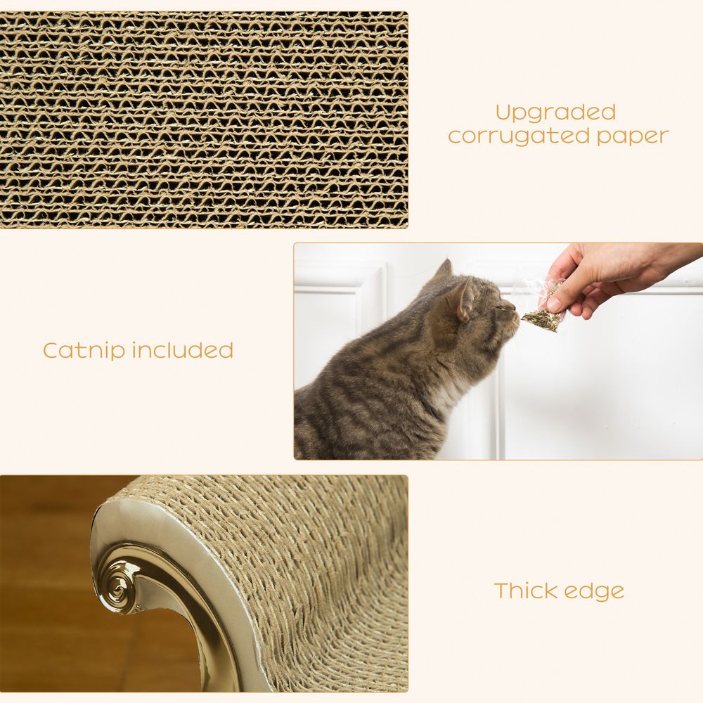 PawHut Cat Scratching Bed Pet Furniture Scratching Post w/ Catnip - Brown