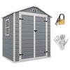 Outsunny Garden Shed 6'x4.5' Plastic Tool Storage House w/ Lockable Double Doors