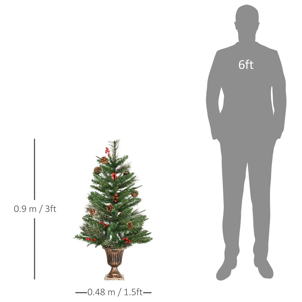 HOMCOM 2 Pieces Set 3Ft Artificial Christmas Trees: Double the Beauty, Decor