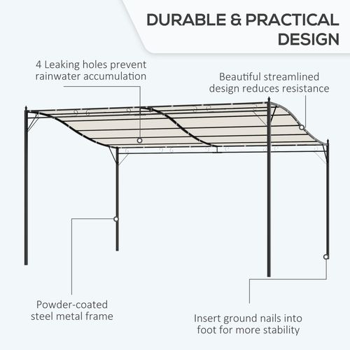 4 x 3 Meters Canopy Metal WallCream 4m 3m