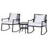 Outdoor Rocking Chair Bistro Set - 3PCS - Brown/Cream - Free Cushions