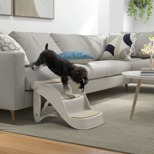 PawHut Foldable Pet Stairs 3 Steps with Non-slip Mats for Small Dogs