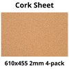 Cork Sheet - 610x455mm - 2mm - Décor and DIY - Pack of 4