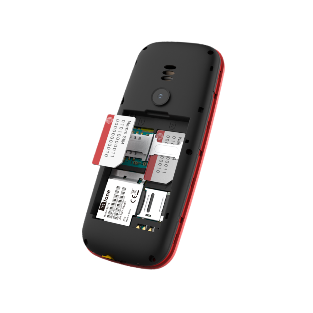 TTfone TT170 Red Dual SIM, Charger, Vodafone Pay As You Go. Unlocked for All SIMs.