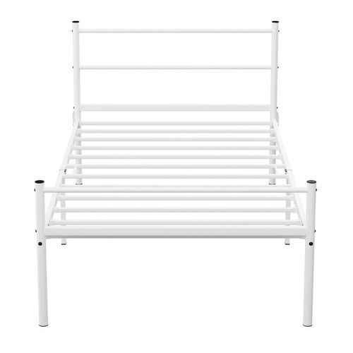 Extra Strong Single Metal Bed Frame In White - Improved