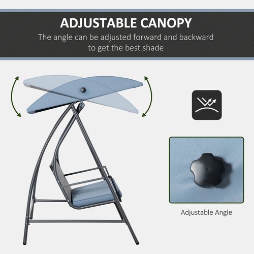 2-3 Seater Garden Rattan Swing Chair Canopy Removable Cushion Mixed Grey