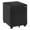 Vinsetto 2-Drawer Vertical File Cabinet, Lockable Steel Filing Cabinet with Pencil Tray and Hanging Bar for A4, Letter, Legal-sized Files, Fully Assembled Except Casters, Black