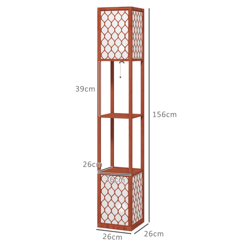 HOMCOM 2-Light Modern Floor Lamp with Shelves for Living Room, Bedroom, Brown
