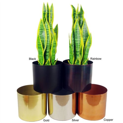 Tall Black Stand with Copper Metal Planter 62cm x 18cm