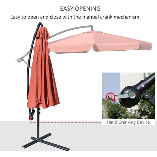 2.7m Banana Parasol Cantilever Crank Handle Wine Red