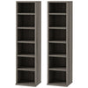HOMCOM Set of 2 CD Media Display Shelf Unit Tower Rack Adjustable, Mocha Wood