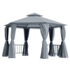 Outsunny Hexagon Gazebo Patio Party Tent | Outdoor Garden Shelter | 2 Tier Roof & Side Panel