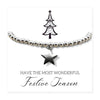Silver Star Beaded Bracelet - Festive Season Card Gift