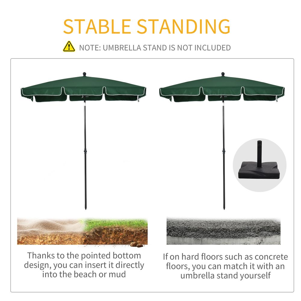 Premium Aluminium Sun Parasol - Strong, Adjustable, 2x1.25m Rectangular - Great for Gardens and Patios