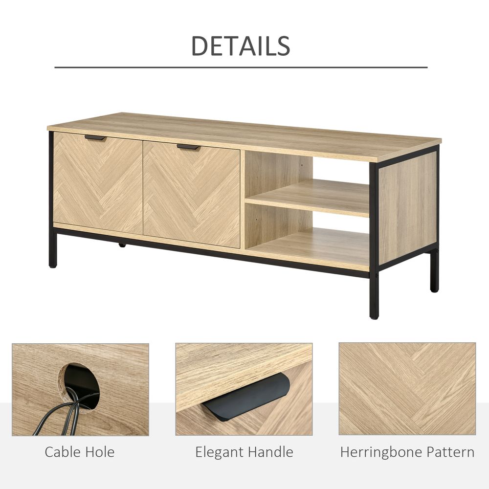 HOMCOM TV Stand for TVs up to 55 Inches, 2 Doors TV Cabinet with Adjustable Open Shelves for Living Room, Bedroom, Entertainment Room, Natural Wood