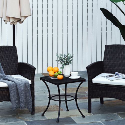 Outsunny 45cm Square Metal Outdoor Patio Bistro Table Coffee Desk Black