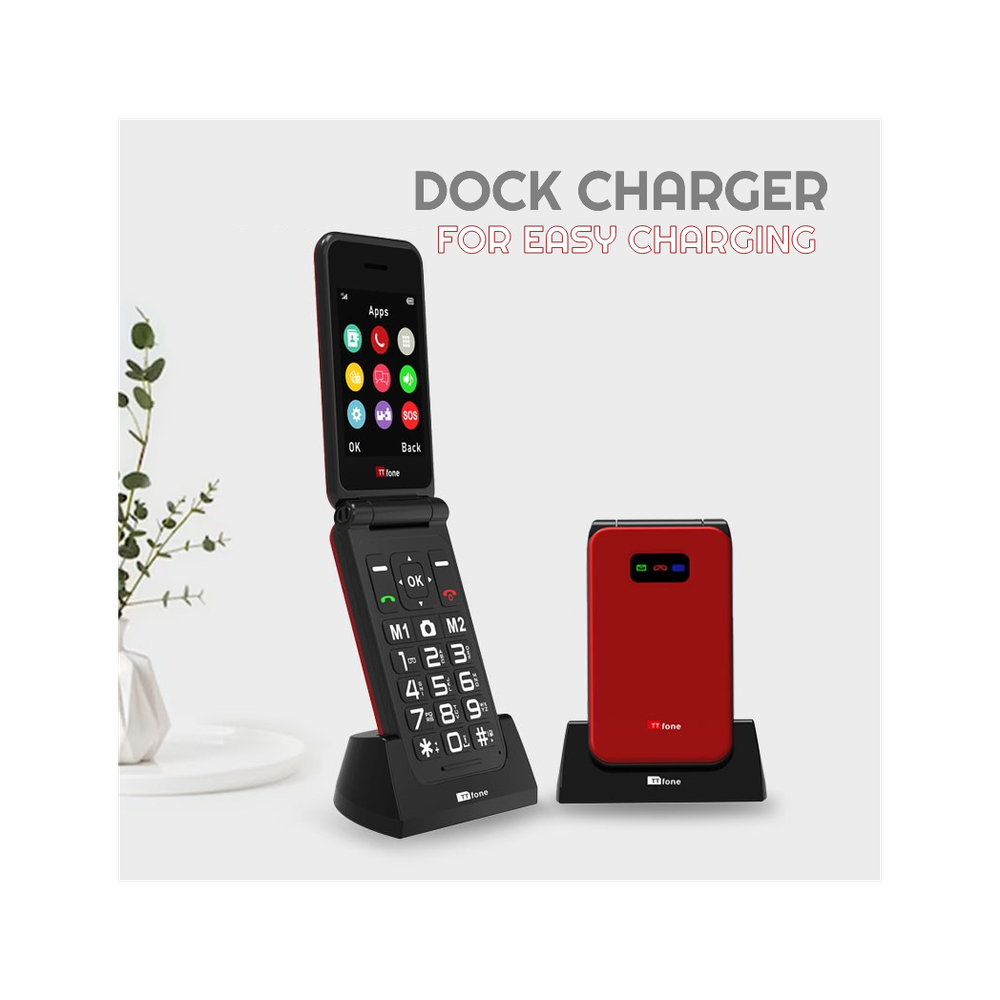 High-Quality TTfone Red 4G Mobile + USB C Cable - All Demographic
