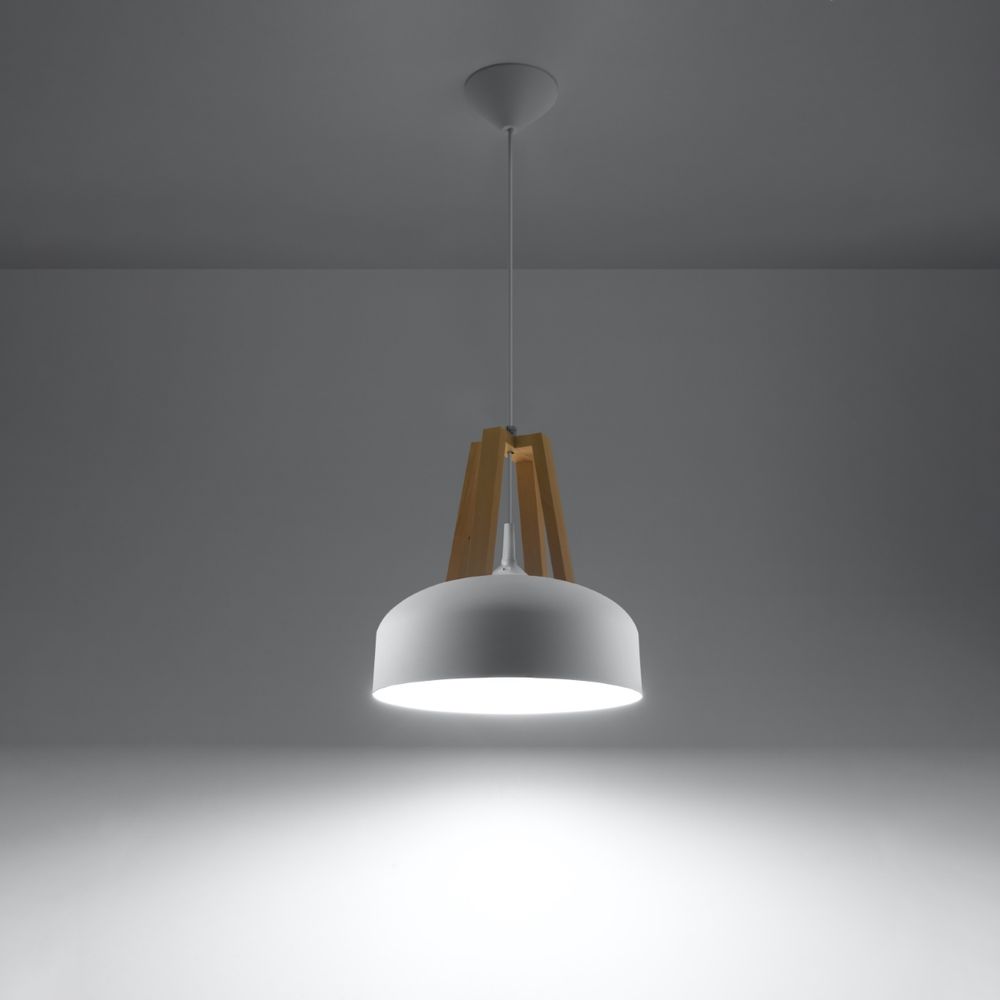 Pendant lamp steel, wood Casco modern Design E27