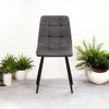 GREY FABRIC CHAIR BLACK METAL LEGS - L52 x W44 x H86 cm