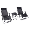 Premium Black Zero Gravity Chairs Set with Table & Cup Holders - Outsunny