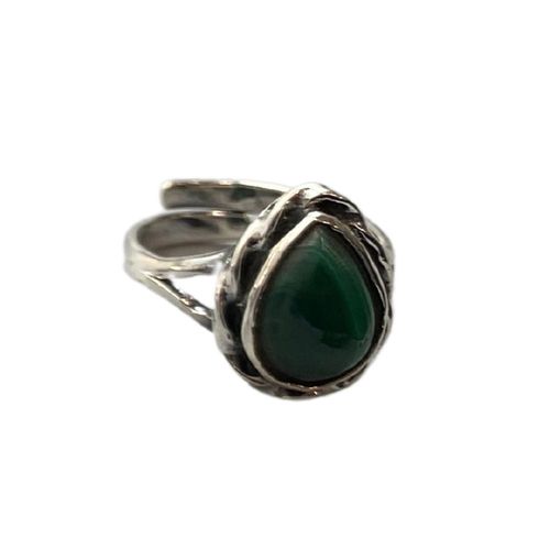 Giant Teardrop Crystal Ring, Malachite