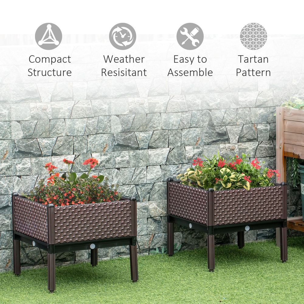 2-Piece Raised Bed & Self-Watering Planter Box - Grow Plants, Veggies, & Flowers Anywhere! Durable & Easy Assembly