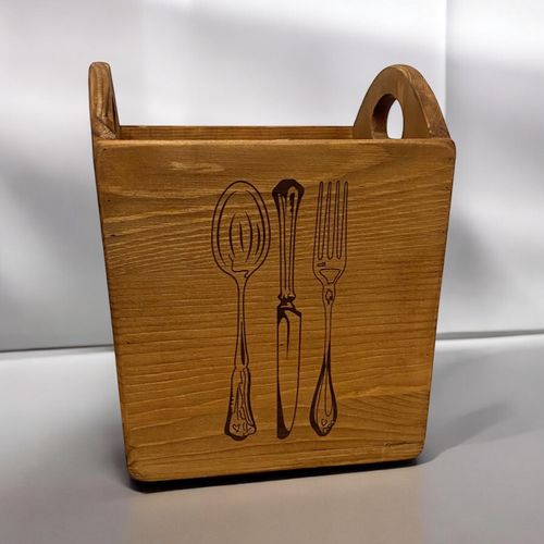 18CM WOODEN CUTLERY BOX 4 COMPARTMENTS