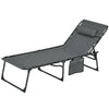 Premium Foldable Sun Lounger - Reclining Back, Padded Seat - Grey