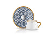 Sufi HD Coffee Cup and Saucer Ikat - Anthracite Mat Gold - 90 cc