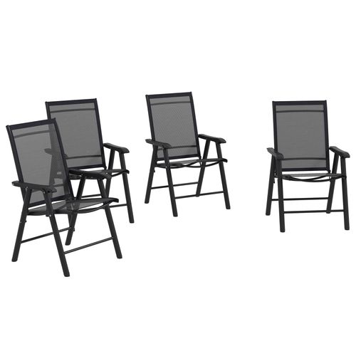 Outsunny 4-PCS Garden Armchairs Outdoor Patio Folding Furniture Black