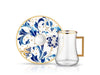 Dervish with Handle Blue Blanc Karina Tea Glass and Saucer