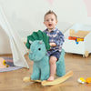 HOMCOM Kids Toddler Rocking Horse Plush Ride On Triceratops Rocker Wooden Base W/Sound for 3-6 Years Green