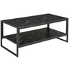 Two-Tier Laminate Marble Print Coffee Table Metal Frame Elegant Style