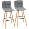 Set of 2 Grey Button-Tufted Counter Height Bar Chairs - Armless Bar Stool