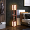HOMCOM 2-Light Modern Floor Lamp with Shelves for Living Room, Bedroom, Brown