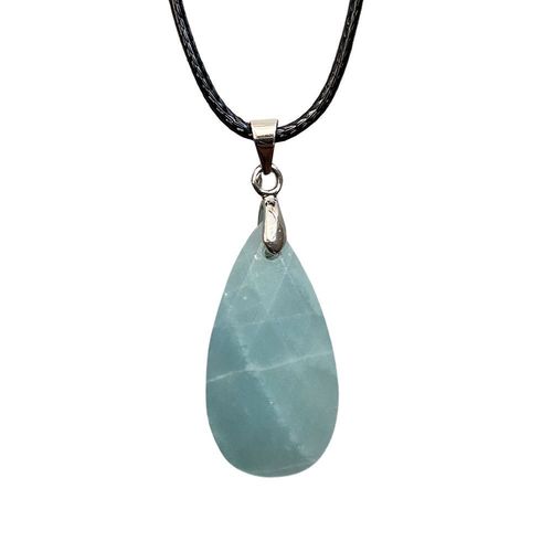 Teardrop Faceted Pendant with Black Cord, 2.5x1.5cm