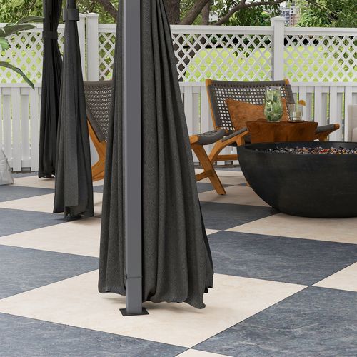 Outsunny 4m x 3(m) Outdoor 2-Tier Steel Frame Gazebo w/ Curtains Outdoor Garden