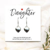 Heart Earrings with Daughter Message Card