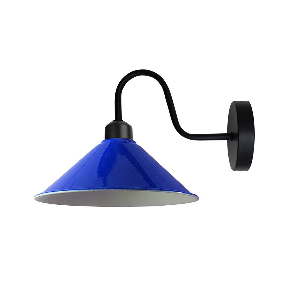 Navy Blue Wall Light Fixture, Black Wall Sconce - Vintage Swan Neck Cone Shade - E27 Base - High Quality - 3 Year Warranty