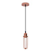 Vintage Metal Cage Pendant Light - Single Rose Gold Ceiling E27 Lamp Fixture for Home, Office, Cafe - Adjustable Wire Length