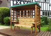 Wentworth 3-Seater Arbour with Waterproof Cover & Side Tables - Handmade in UK - FSC Wood - Rustproof Bolting - White Glove Delivery - 10 Year Guarantee